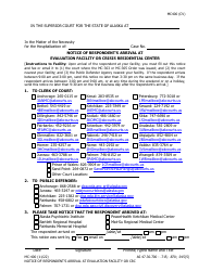 Form MC-400 Notice of Respondent's Arrival at Evaluation Facility or Crisis Residential Center - Alaska