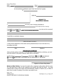 Form TF-923 Request to Reschedule Hearing - Alaska