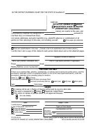 Document preview: Form TF-935 Notice of Change of Judge (Peremptory Challenge) - Alaska