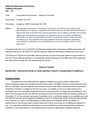 Document preview: Assumption Reinsurance - Notice of Transfer - Nebraska