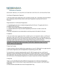 Document preview: Discount Medical Plan Application for Certificate of Registration - Nebraska