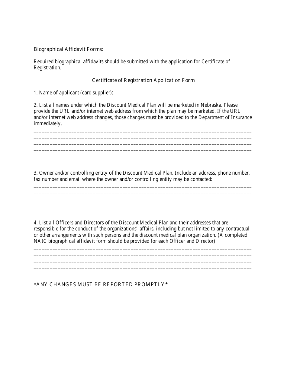 Discount Medical Plan Application for Certificate of Registration - Nebraska, Page 2