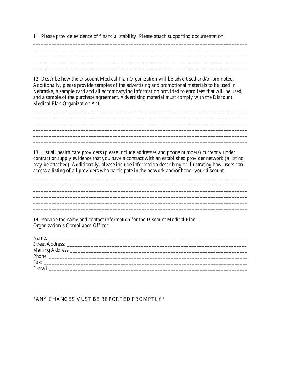 Discount Medical Plan Application for Certificate of Registration - Nebraska, Page 5