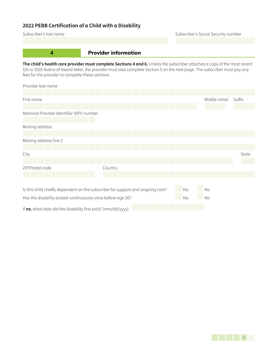 Form HCA50-0142 Pebb Certification of a Child With a Disability - Washington, Page 5