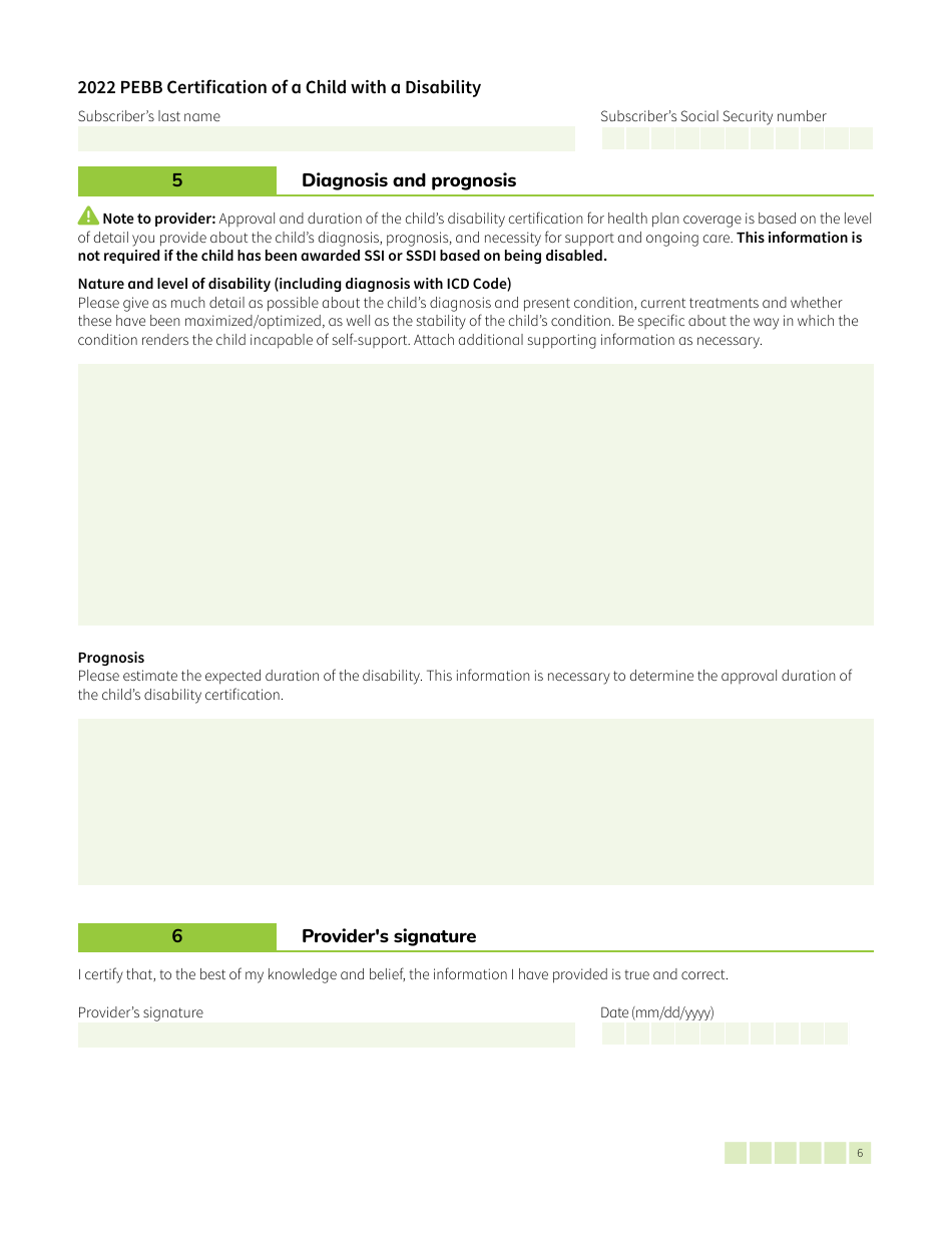 Form HCA50-0142 Pebb Certification of a Child With a Disability - Washington, Page 6