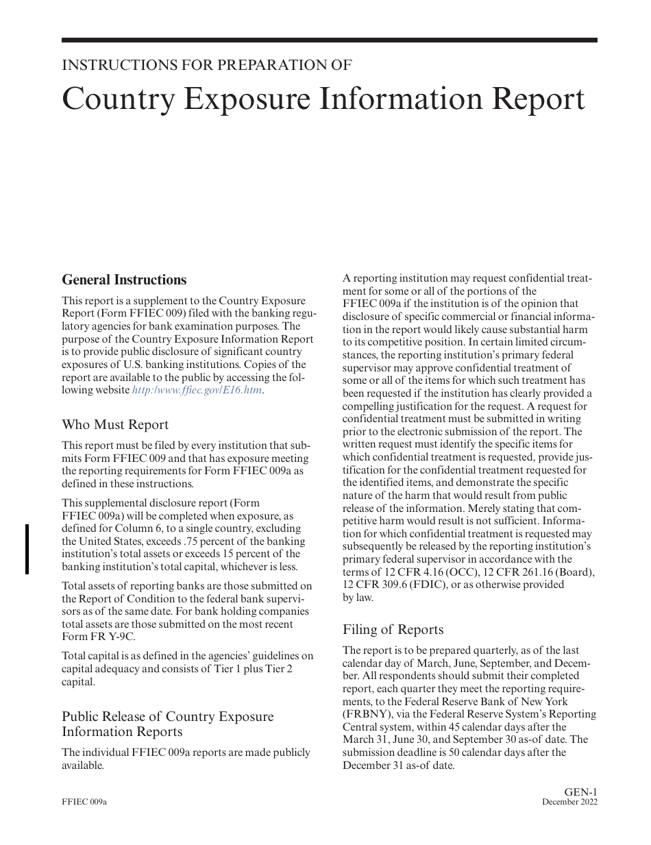 Instructions for Form FFIEC009A Country Exposure Information Report, Page 3