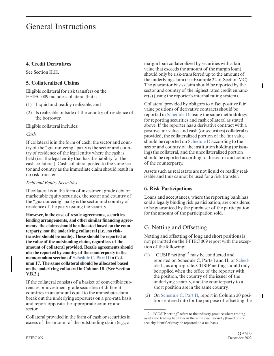 Instructions for Form FFIEC009 Country Exposure Report, Page 13