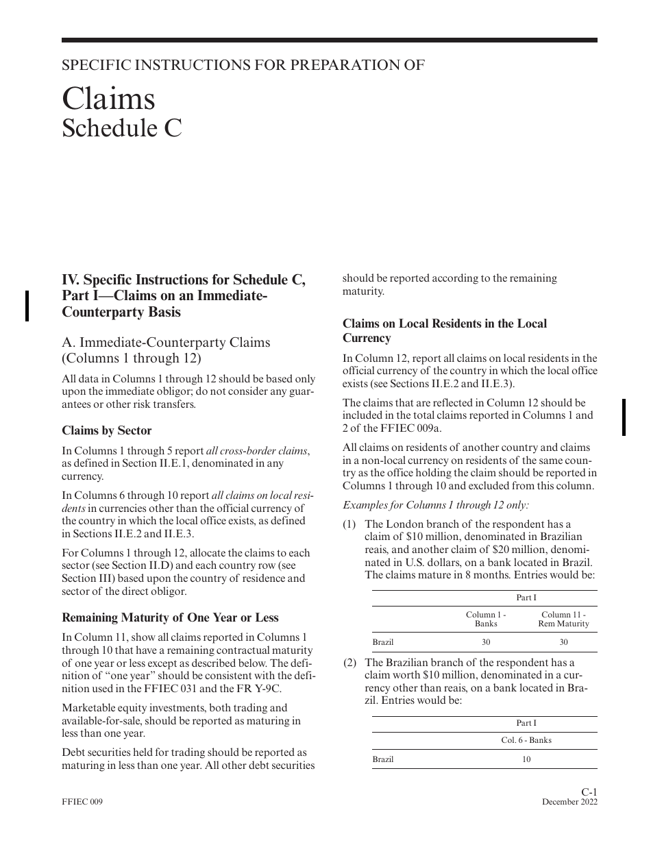 Instructions for Form FFIEC009 Country Exposure Report, Page 17