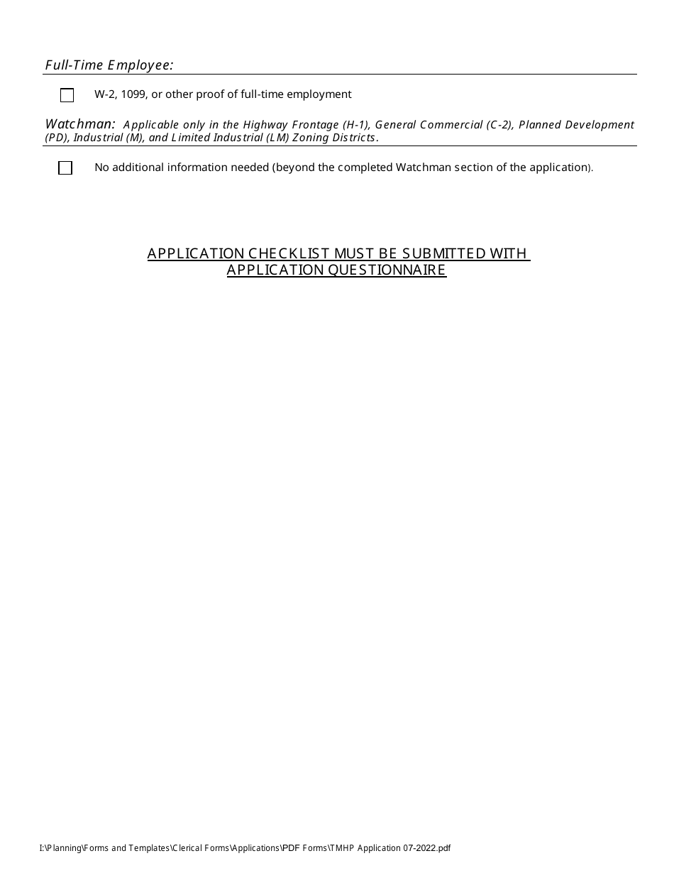 Temporary Mobile Home Permit Application - Stanislaus County, California, Page 2