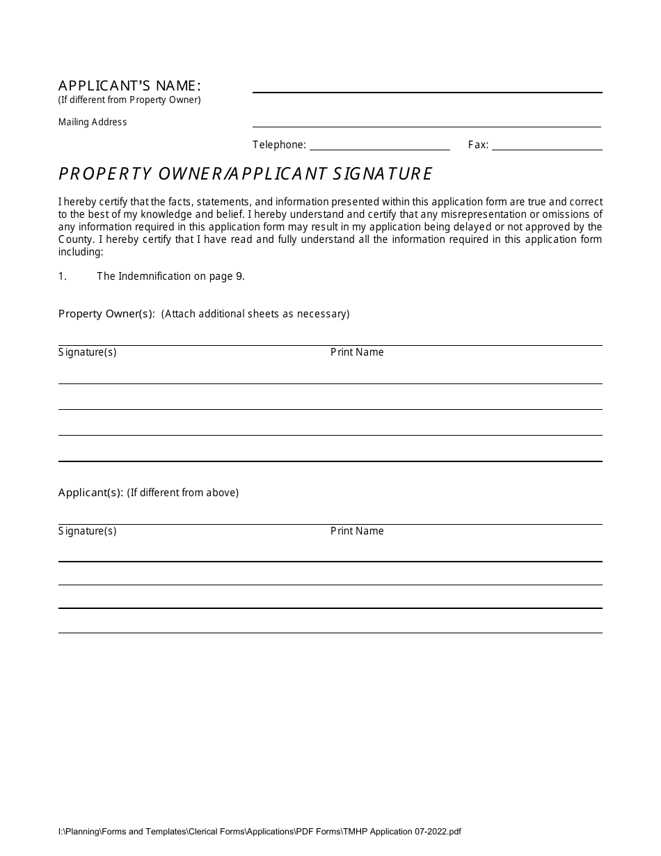 Temporary Mobile Home Permit Application - Stanislaus County, California, Page 4