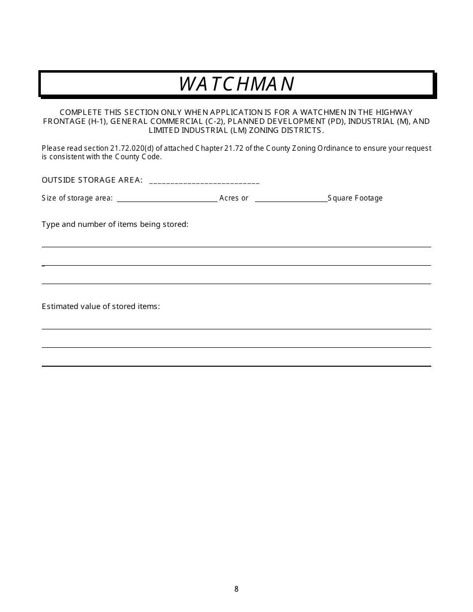Temporary Mobile Home Permit Application - Stanislaus County, California, Page 8