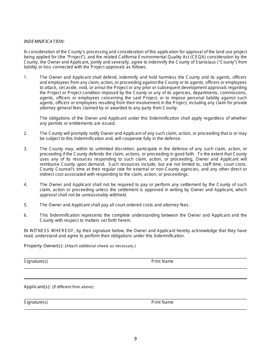 Temporary Mobile Home Permit Application - Stanislaus County, California, Page 9