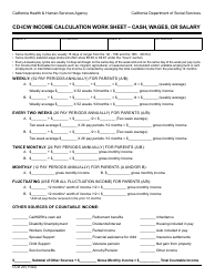 Document preview: Form CCD29 Cd-Icw Income Calculation Work Sheet - Cash, Wages, or Salary - California