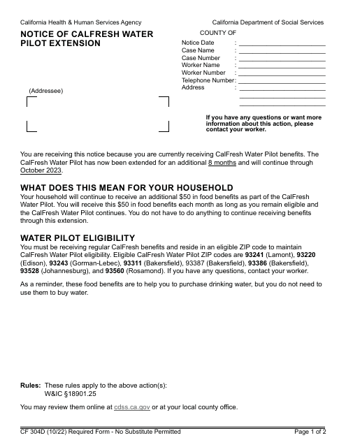 Form CF304D  Printable Pdf