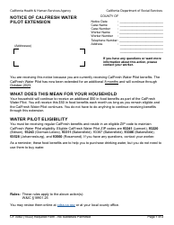 Form CF304D Notice of CalFresh Water Pilot Extension - California