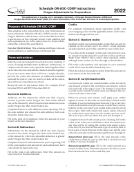 Instructions for Form 150-102-033 Schedule OR-ASC-CORP Oregon Adjustments for Corporations - Oregon