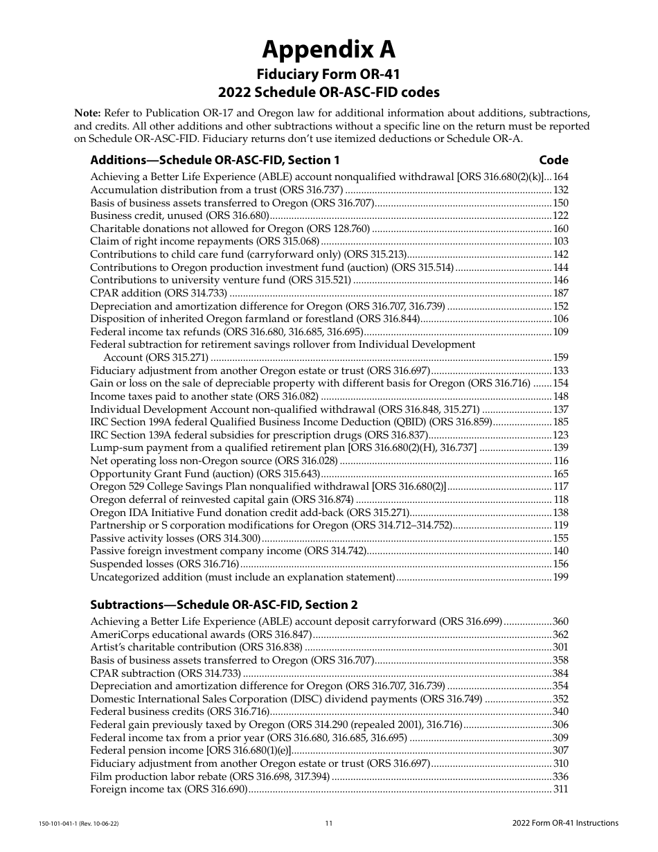 Instructions for Form OR-41, 150-101-041 Oregon Fiduciary Income Tax Return - Oregon, Page 11