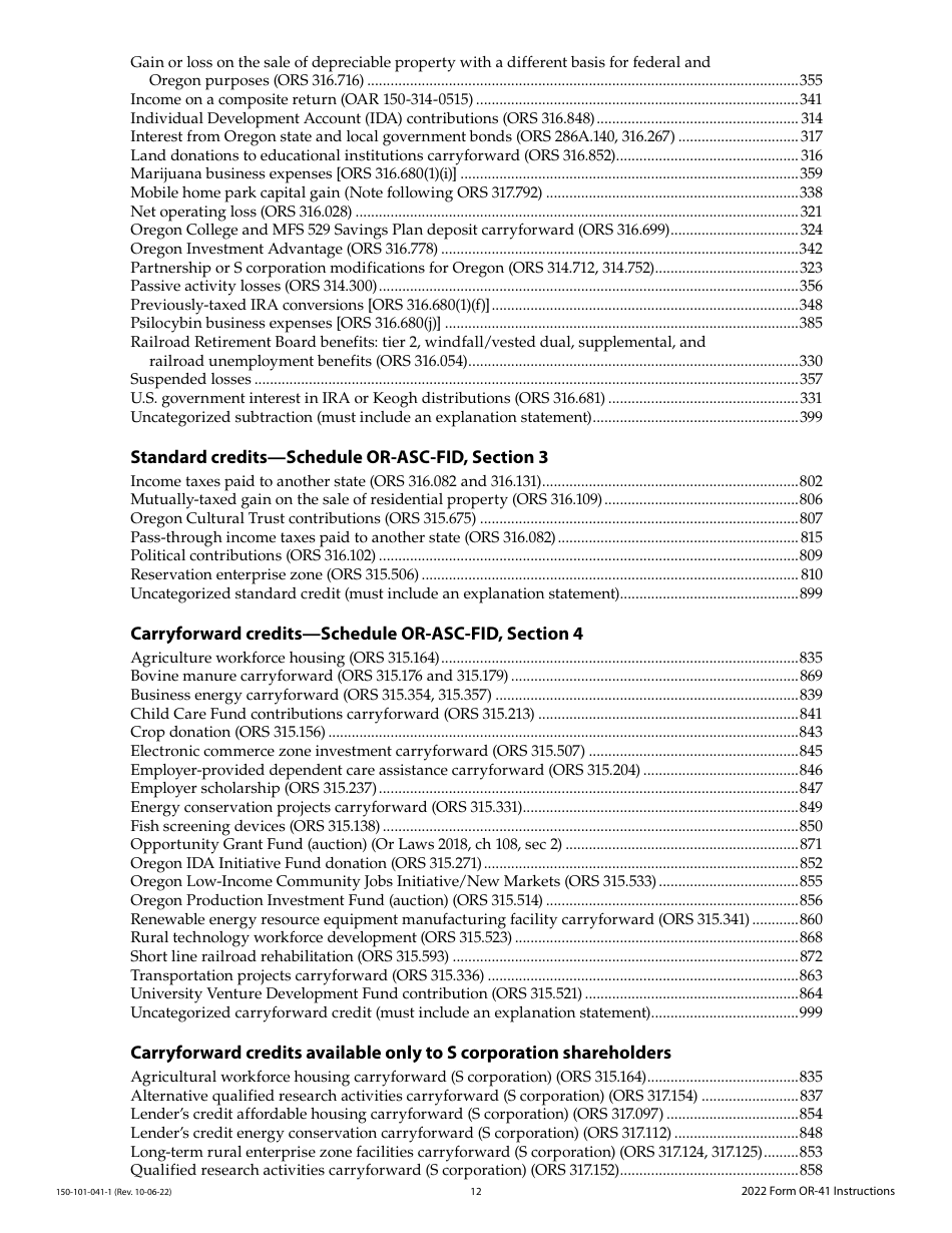 Instructions for Form OR-41, 150-101-041 Oregon Fiduciary Income Tax Return - Oregon, Page 12
