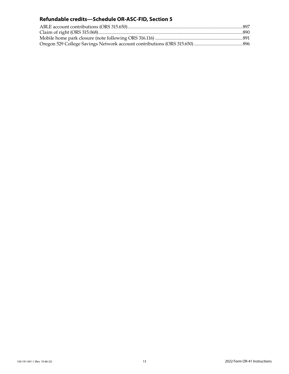 Instructions for Form OR-41, 150-101-041 Oregon Fiduciary Income Tax Return - Oregon, Page 13