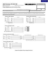 Document preview: Form 150-101-067 Schedule OR-ASC-FID Oregon Adjustments for Form or-41 Filers - Oregon