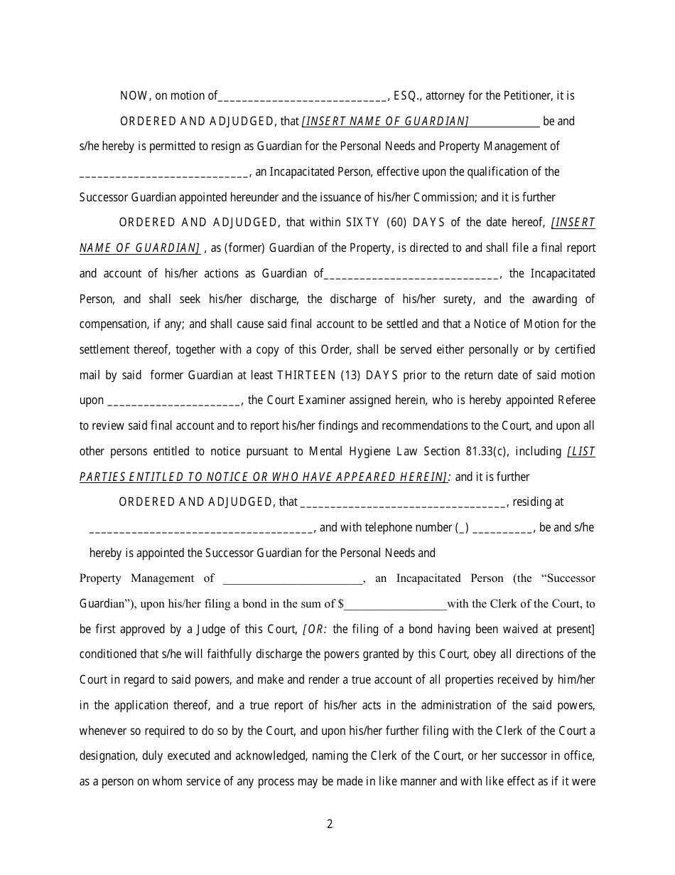 Order and Judgement Appointing Successor Guardian and Directing Final Report and Account - Nassau County, New York, Page 3