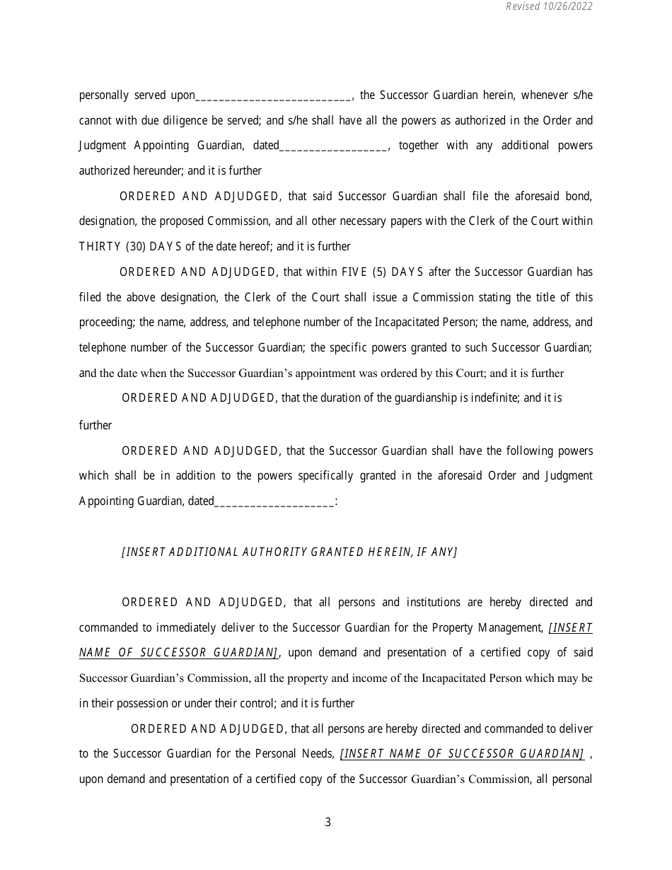 Order and Judgement Appointing Successor Guardian and Directing Final Report and Account - Nassau County, New York, Page 4