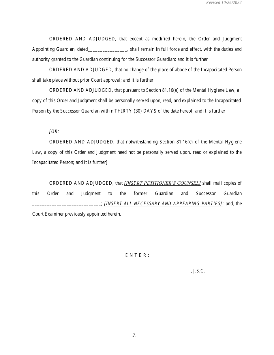 Order and Judgement Appointing Successor Guardian and Directing Final Report and Account - Nassau County, New York, Page 8