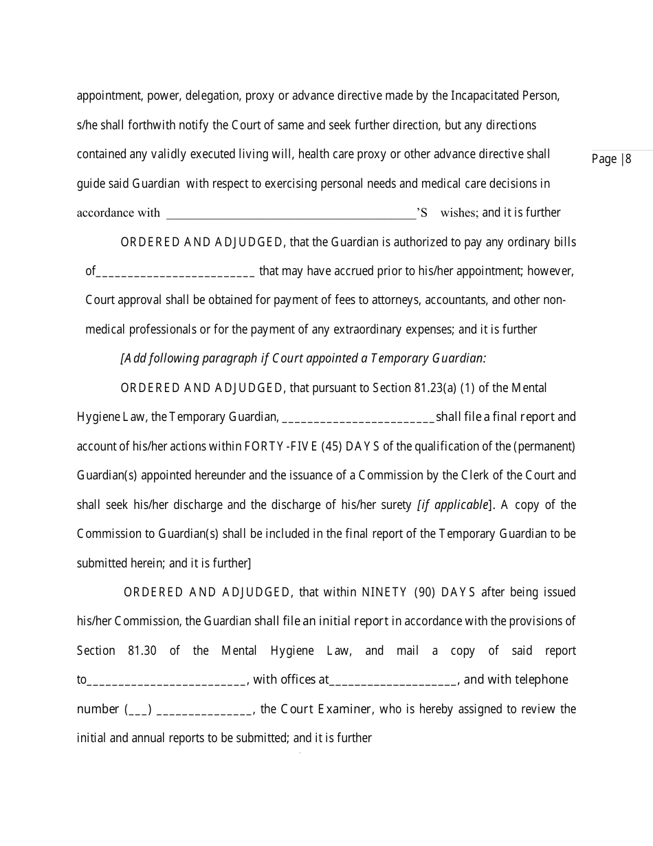 Order and Judgement Appointing Guardian - Nassau County, New York, Page 10