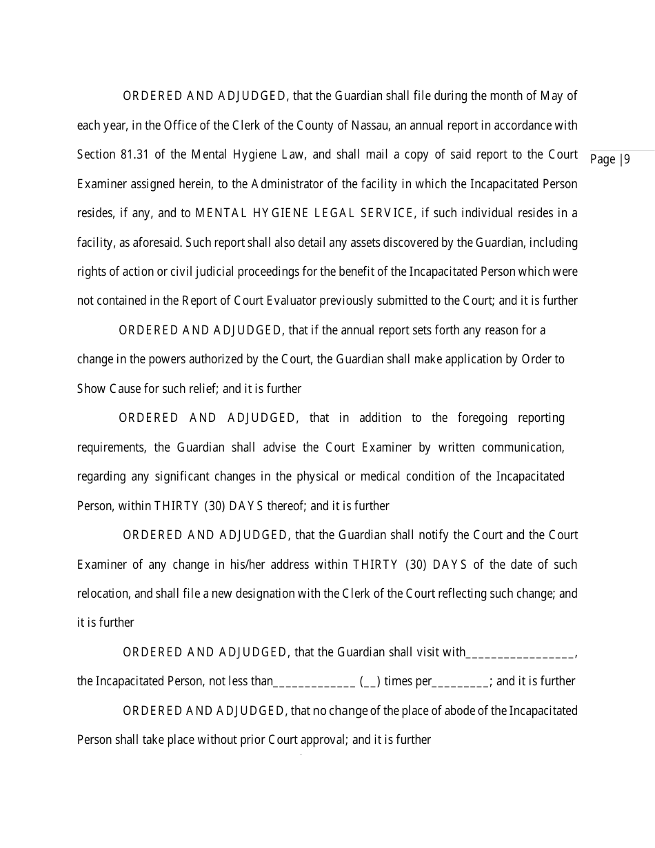 Order and Judgement Appointing Guardian - Nassau County, New York, Page 11