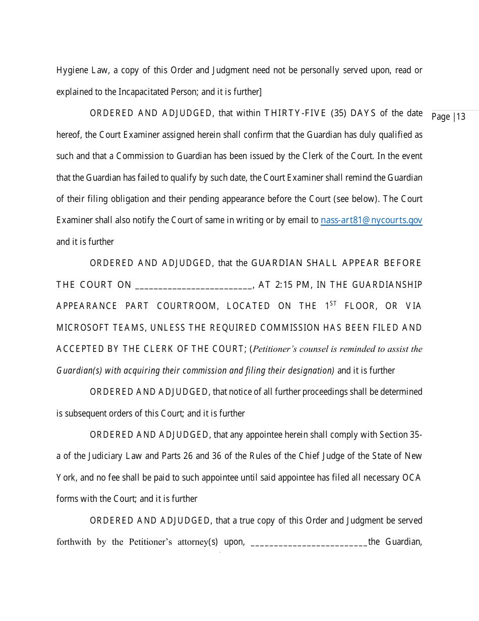 Order and Judgement Appointing Guardian - Nassau County, New York, Page 15