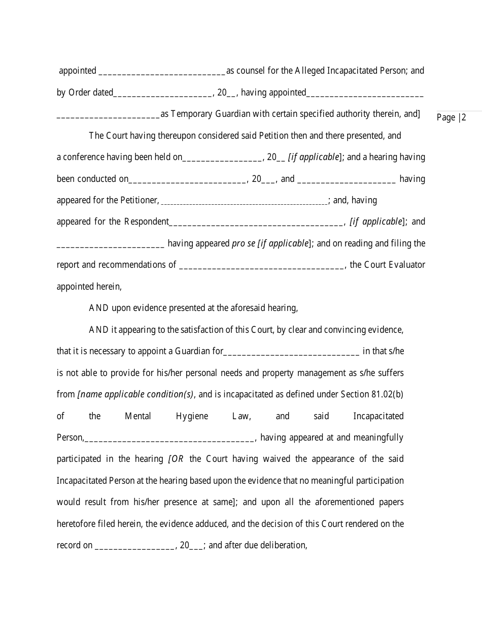 Order and Judgement Appointing Guardian - Nassau County, New York, Page 4