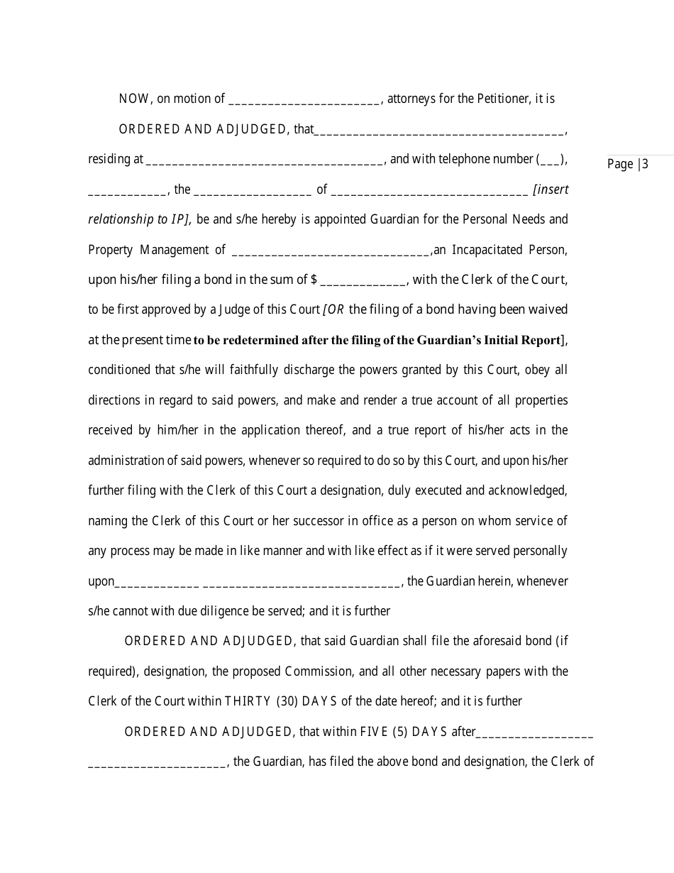 Order and Judgement Appointing Guardian - Nassau County, New York, Page 5