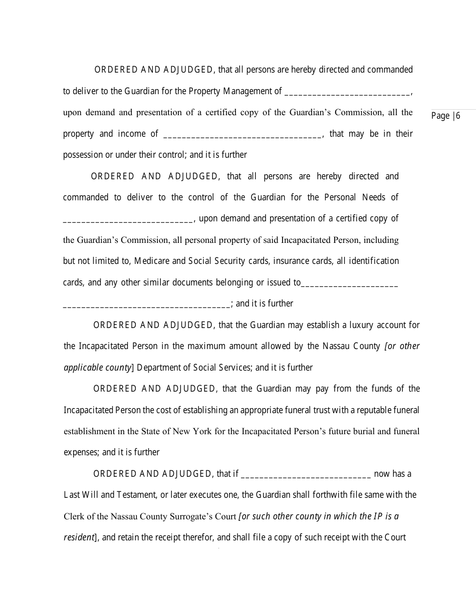 Order and Judgement Appointing Guardian - Nassau County, New York, Page 8