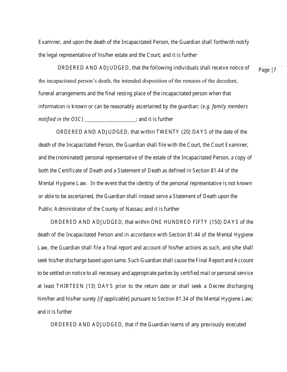 Order and Judgement Appointing Guardian - Nassau County, New York, Page 9
