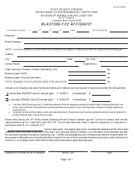 Document preview: Blasting Fee Affidavit - West Virginia