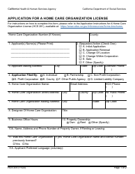 Form HCS200 Application for a Home Care Organization License - California