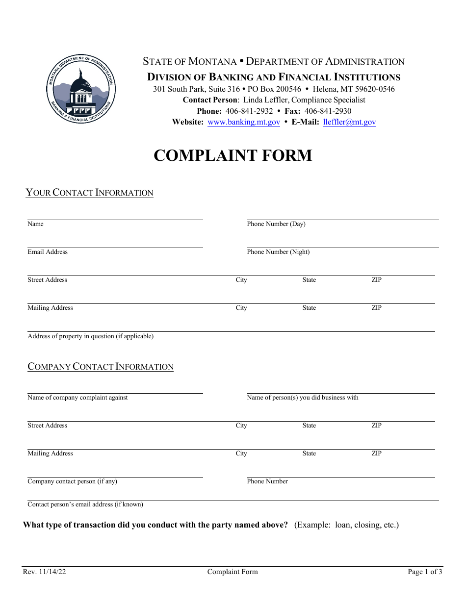 Complaint Form - Montana, Page 5