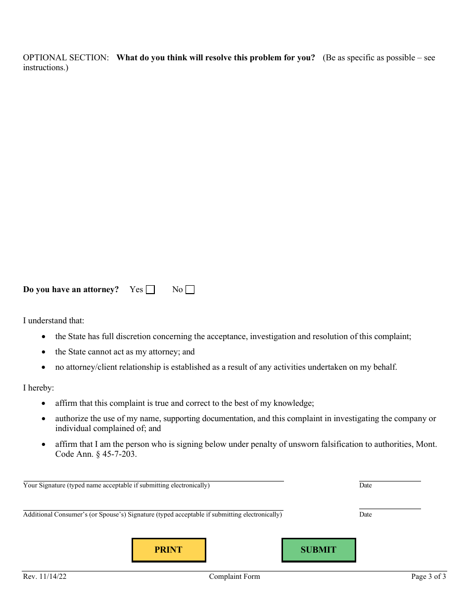 Complaint Form - Montana, Page 7