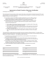 Document preview: Form UIA1184-1 Agreement on Partial Transfer of Business Certification - Michigan