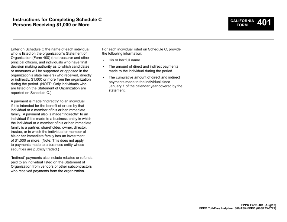 FPPC Form 401 Slate Mailer Organization - Campaign Statement - California, Page 12