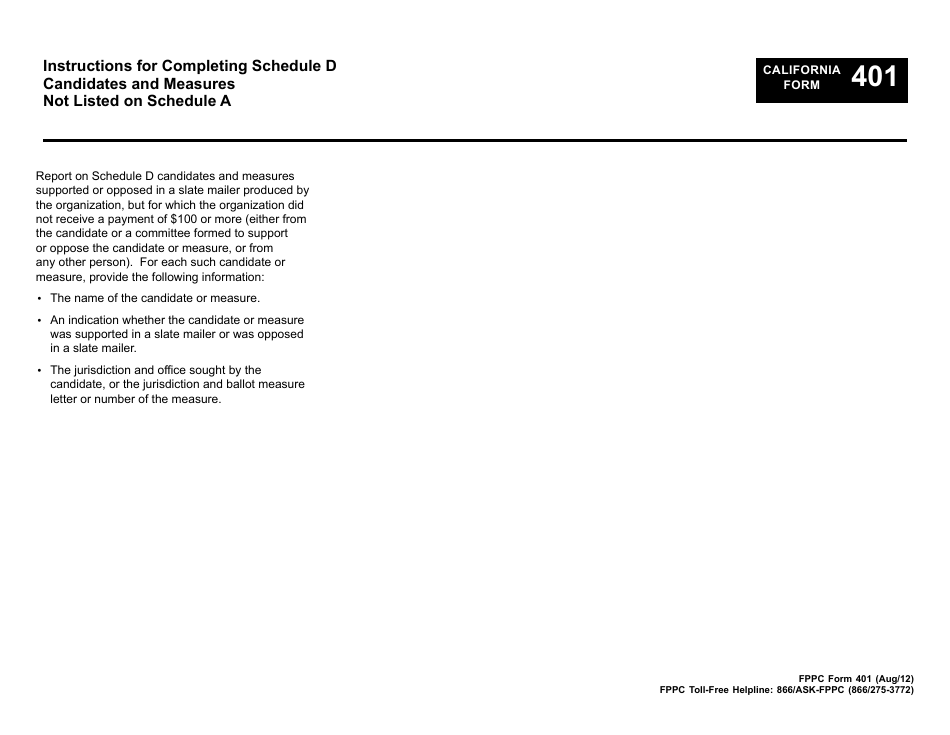 FPPC Form 401 Slate Mailer Organization - Campaign Statement - California, Page 14