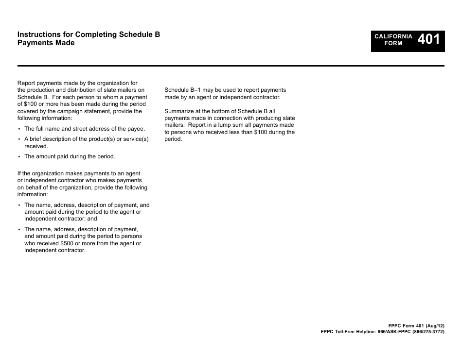 FPPC Form 401 Slate Mailer Organization - Campaign Statement - California, Page 9