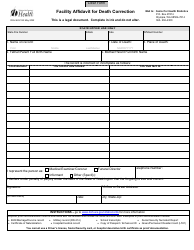 Document preview: DOH Form 422-192 Facility Affidavit for Death Correction - Washington
