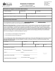 Document preview: DOH Form 422-157 Rescission of Parentage - Washington