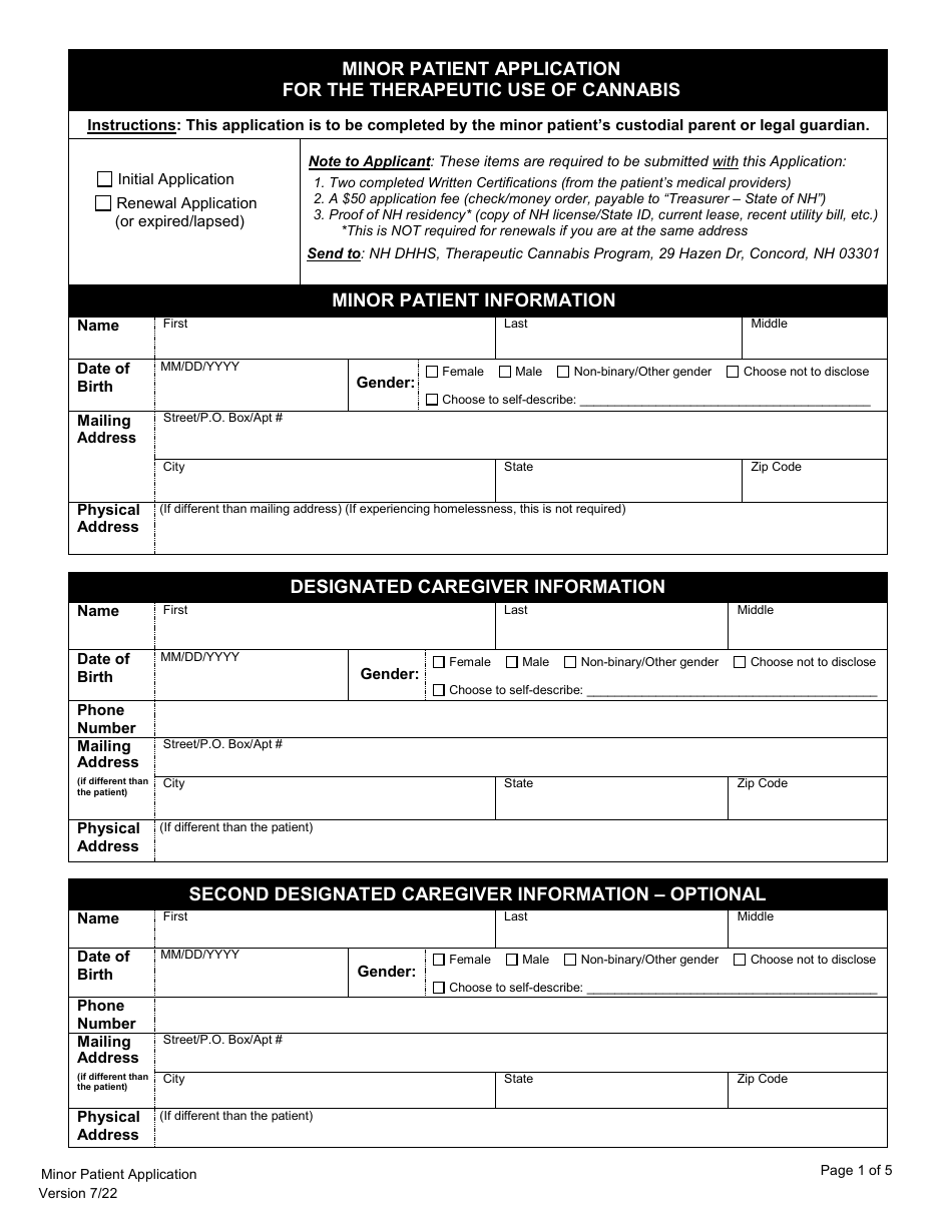 Minor Patient Application for the Therapeutic Use of Cannabis - New Hampshire, Page 3