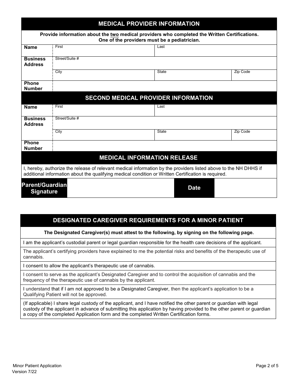 Minor Patient Application for the Therapeutic Use of Cannabis - New Hampshire, Page 4