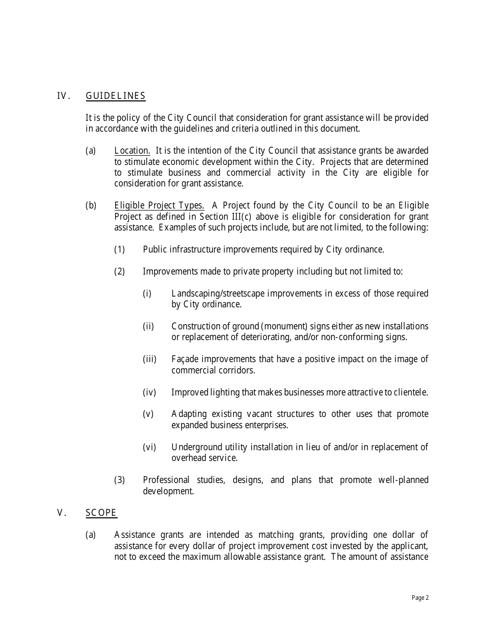 Economic Development Assistance Grant Application - Haltom City, Texas, Page 2