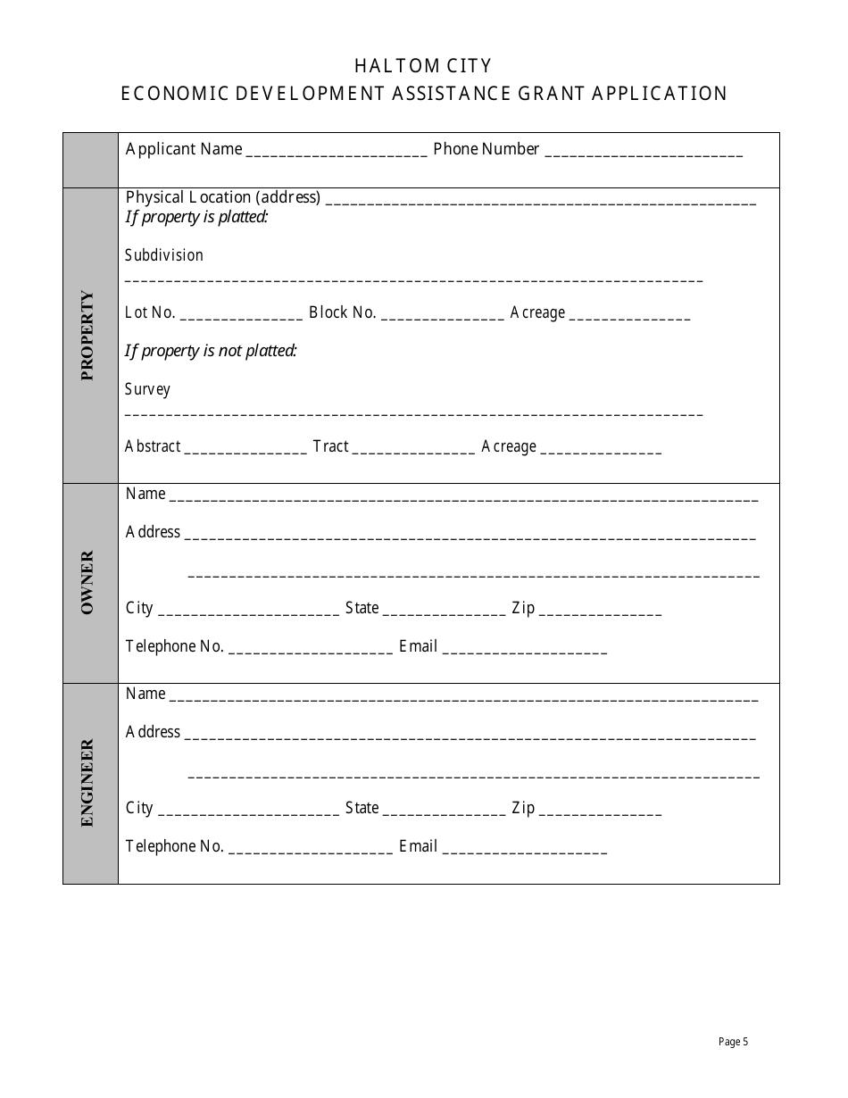 Economic Development Assistance Grant Application - Haltom City, Texas, Page 5
