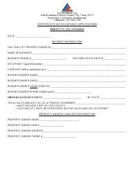 Document preview: Certificate of Occupancy Application - Haltom City, Texas