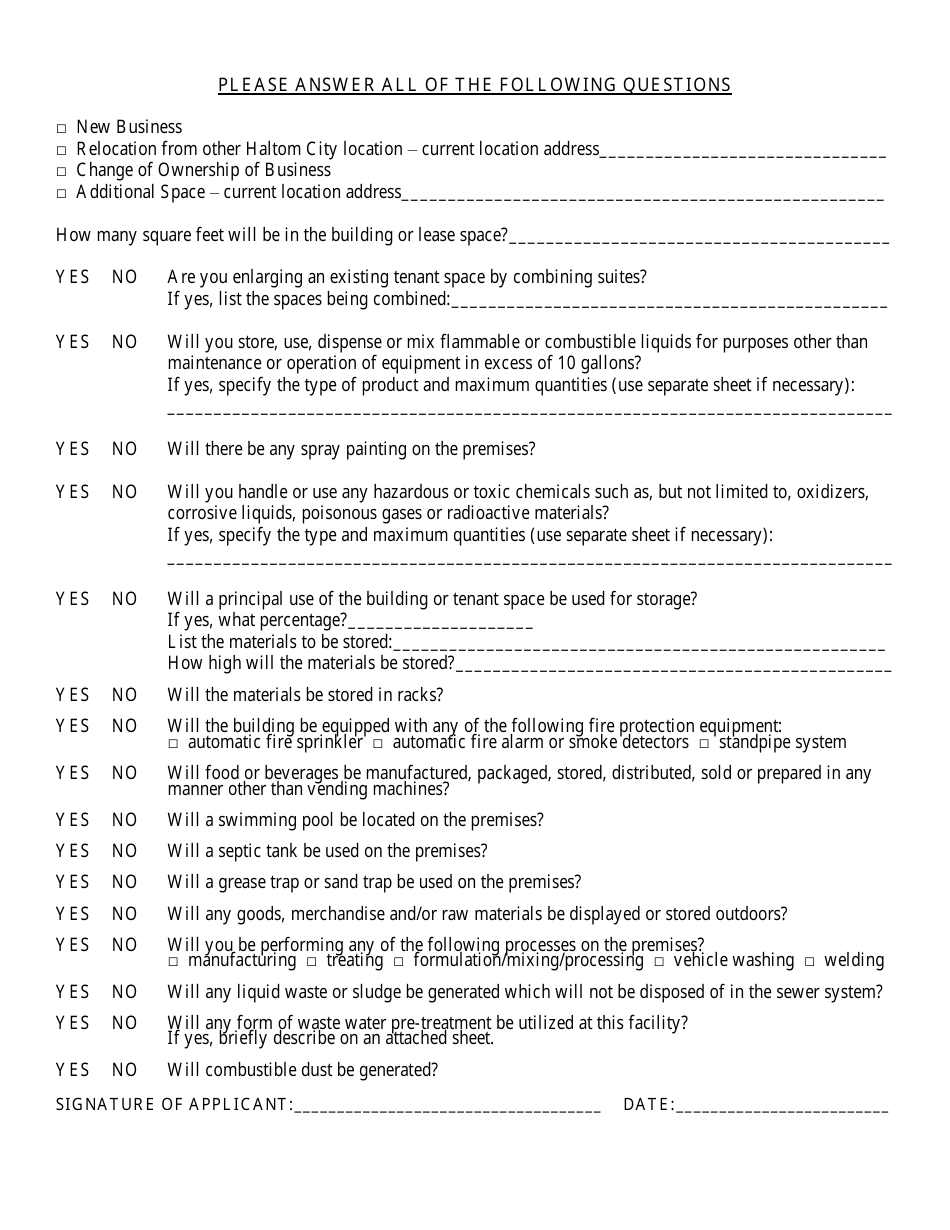 Certificate of Occupancy Application - Haltom City, Texas, Page 2